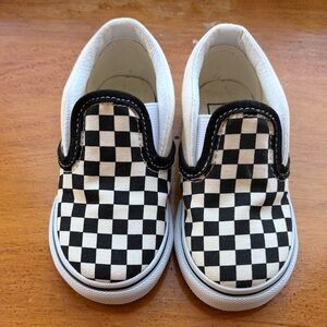 Kids Black and White Checker Slip-On Shoes